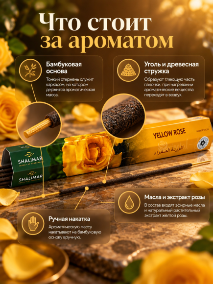Ароматические палочки Shalimar Yellow Rose с ароматом розы Ароматические палочки Shalimar Yellow Rose с ароматом розы